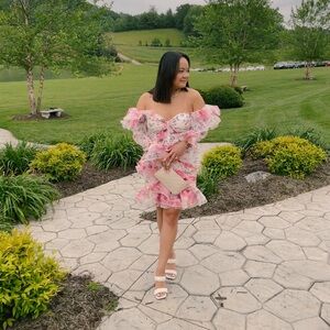 Ruffled long sleeve dress
